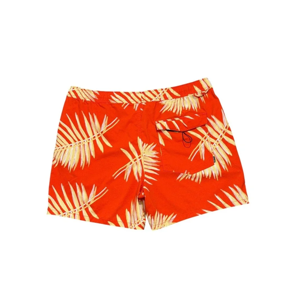 Brixton Tropical Palm Print Swim Board Shorts Orange 5